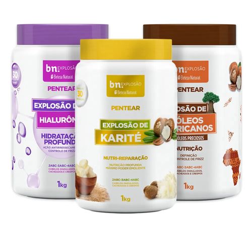 Kit Combo Creme de Pentear Hialurônico + Karité + Óleos Africanos 1Kg (3 itens) | bn.Cachos Kit Combo Creme de Pentear Hialurônico + Karité + Óleos Africanos 1Kg (3 itens) | bn.Cachos